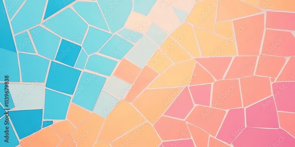 Aufkleber brightly colored mosaic banner featuring vibrant tile patterns with empty contrast space for visual 