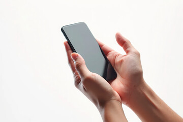 Hands holding a smartphone with a blank screen, modern technology concept, symbolizing mobile communication, app usage, and digital connectivity. Useful for tech, business, and marketing themes.