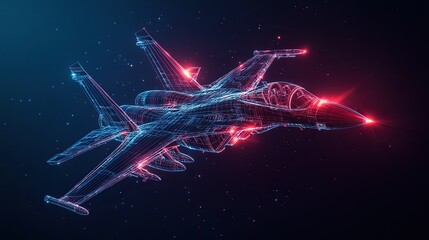 Abstract polygonal fighter jet design.