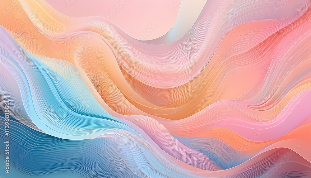 Poster a serene abstract background with soft, flowing lines in pastel colors