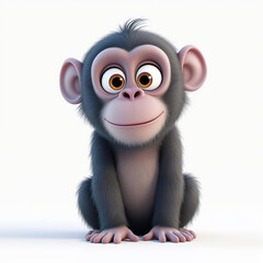 Fototapeta premium 3D Beautiful chimpanzee Clipart, isolated on a white background
