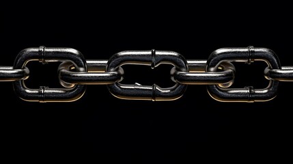 Obraz premium Close-up of a shiny metal chain, the links are interlocked, creating a sense of strength and unity.