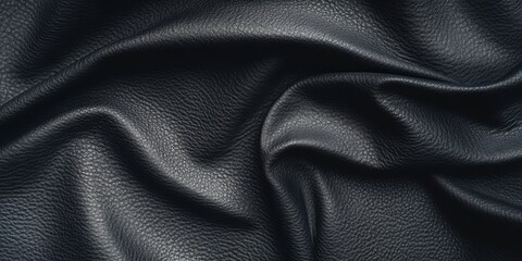 Elegant black saddle leather texture showcasing fine grain and soft finish for design and craft projects