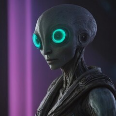 alien creature on spaceship, realistic illustration
