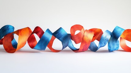Party streamers forming loops, with a clean white backdrop for captions