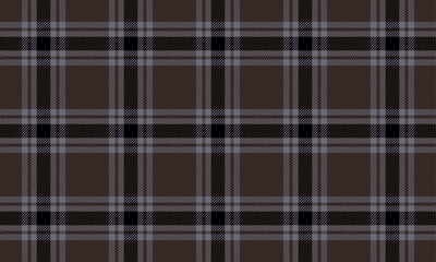 Plaid fabric pattern, brown, gray, black, seamless for textiles, and for designing clothes, skirts, pants, blankets or decorative fabrics. Vector illustration.