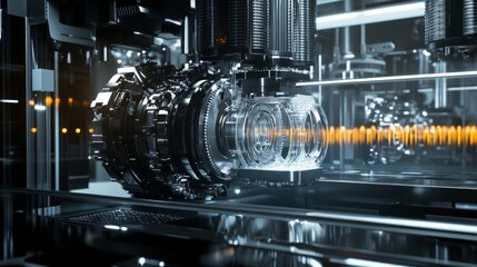 Fototapeta premium Large Scale 3D Printer Creating Complex Objects in Action