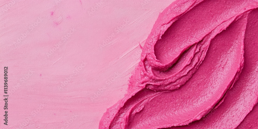 Poster Vibrant beetroot hummus texture showcasing a rich pink color and smooth consistency perfect for dipping and spreading