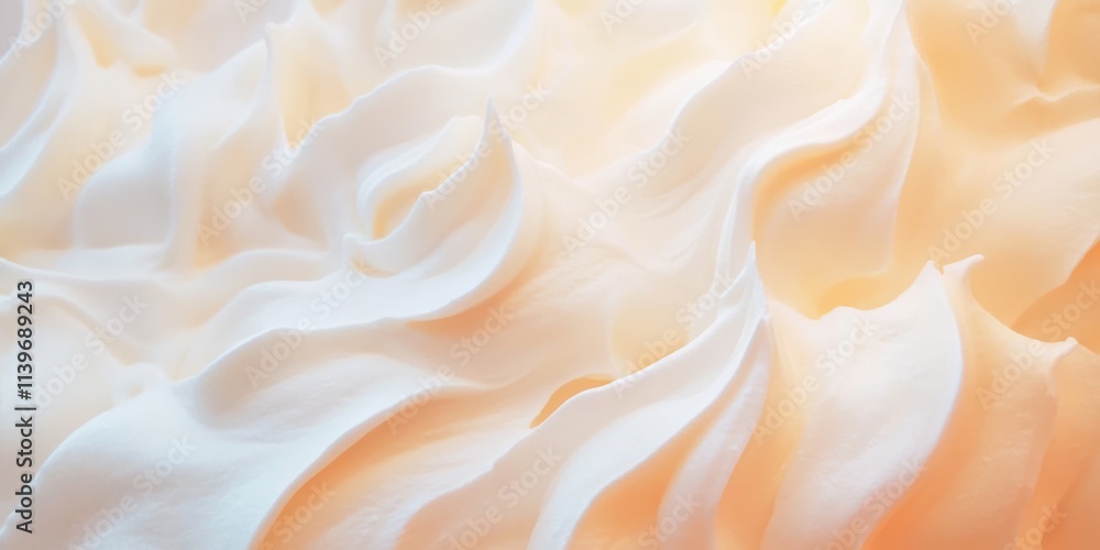 Poster creamy texture of whipped coconut cream showcasing smooth swirls and peaks in a soft light setting
