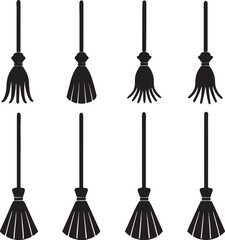 Naklejka premium set of silhouettes of broom