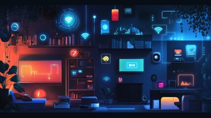 Fototapeta premium Striking Illustration Depicting Internet of Things in Modern Living Space