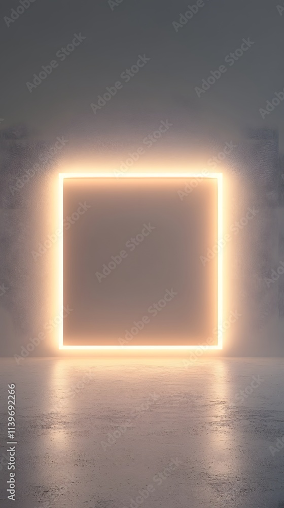 Poster illuminated square panel in minimalist setting