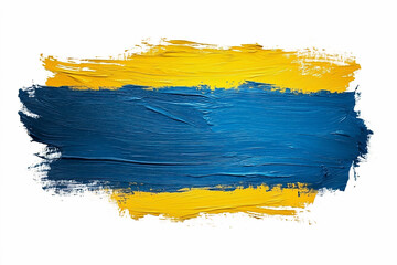 Obraz premium Ukrainian flag painted with brush strokes, isolated on white background