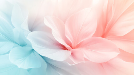 Elegant pastel flowers create a soft, dreamy background in shades of blue and pink.