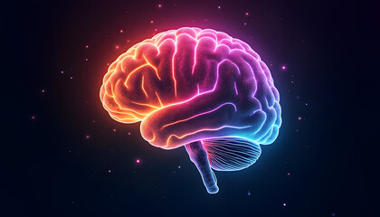 Obraz premium Inclusive Brain Map with Glowing Spectrum Lines