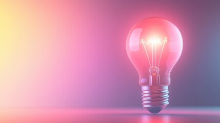 Glowing Light Bulb on Vibrant Background - Concept of Innovation and Ideas