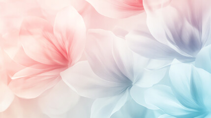 Fototapeta premium Soft pastel floral background with delicate petals in shades of pink and blue.