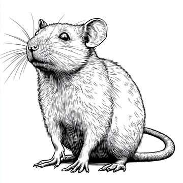 black and white rat sitting clip art preview