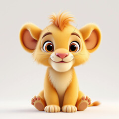 3D lion cub close up stock image isolated on a white background