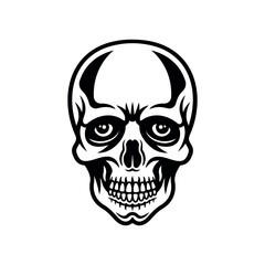 Skull vector illustration in vintage monochrome style isolated on white background