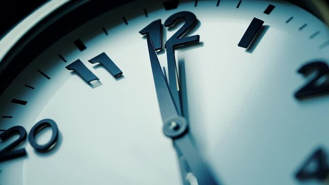 A close-up of a clock face showing almost midnight, symbolizing urgency, countdown, or the passage of time. Perfect for themes of deadlines and pressure.