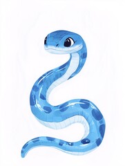 Naklejka premium A cute and simple blue snake character 04