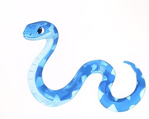 Fototapeta premium A cute and simple blue snake character 06