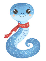 Fototapeta premium A cute and simple blue snake character 02