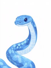 Fototapeta premium A cute and simple blue snake character 07