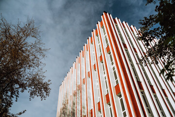 Modern architecture of a building in Irkutsk showcasing vivid colors and unique design elements