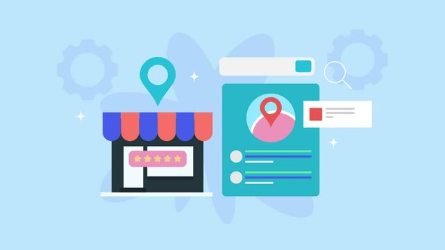 Rank high on local search results, business map and information optimization for small shop or store, SEO marketing concept.