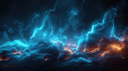 Fototapeta premium A vibrant cosmic scene depicting electrifying clouds and energy in deep space.