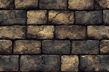 Fototapeta premium Dark brown stone wall texture background.