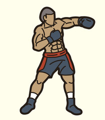 Boxing Sport Fighter Action Cartoon Graphic Vector