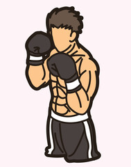 Fototapeta premium Boxing Sport Fighter Action Kickboxing Muay Thai Cartoon Graphic Vector