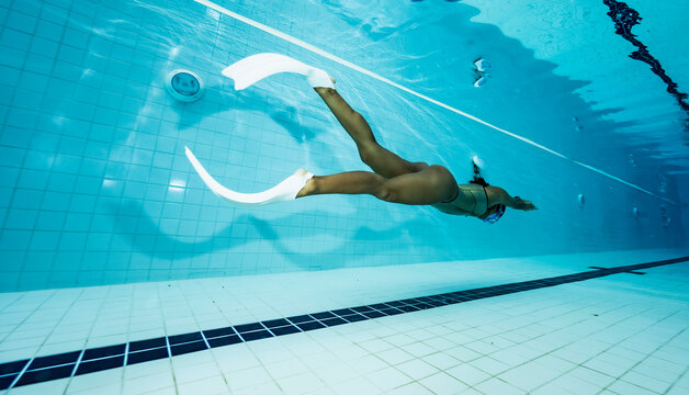 freediver practising in a pool in Bangkok
