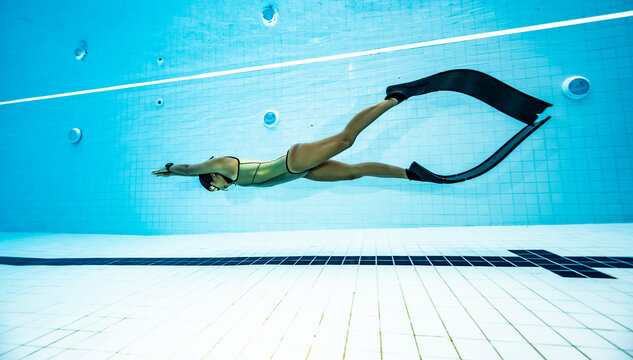freediver practising in a pool in Bangkok