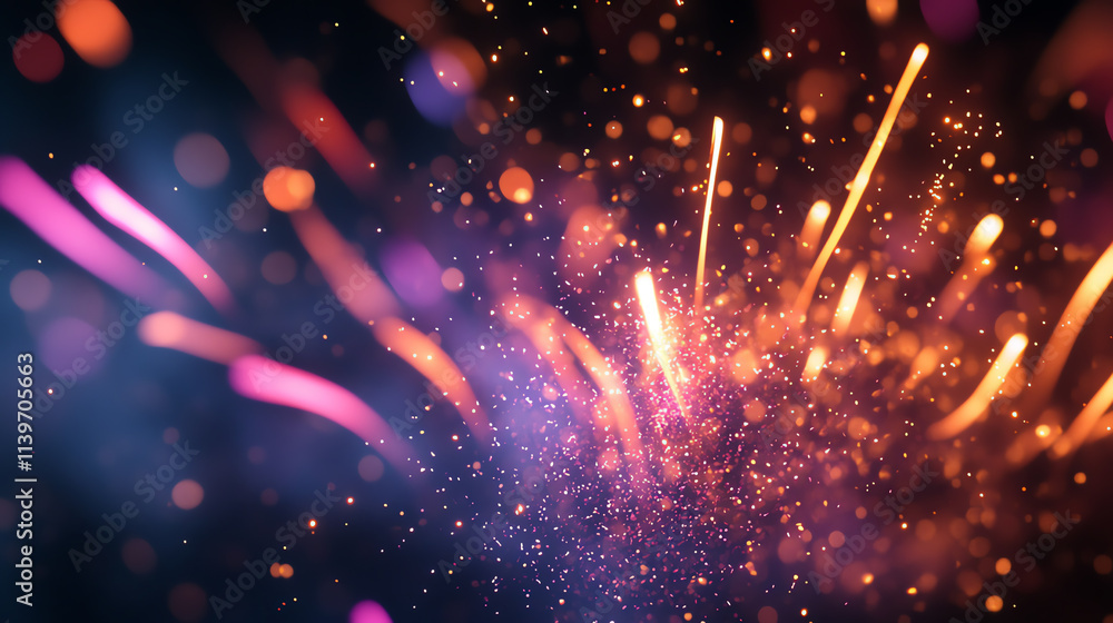 Poster vibrant abstract sparks and light trails creating a stunning visual explosion.