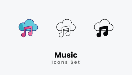 Music Icons thin line and glyph vector icon stock illustration
