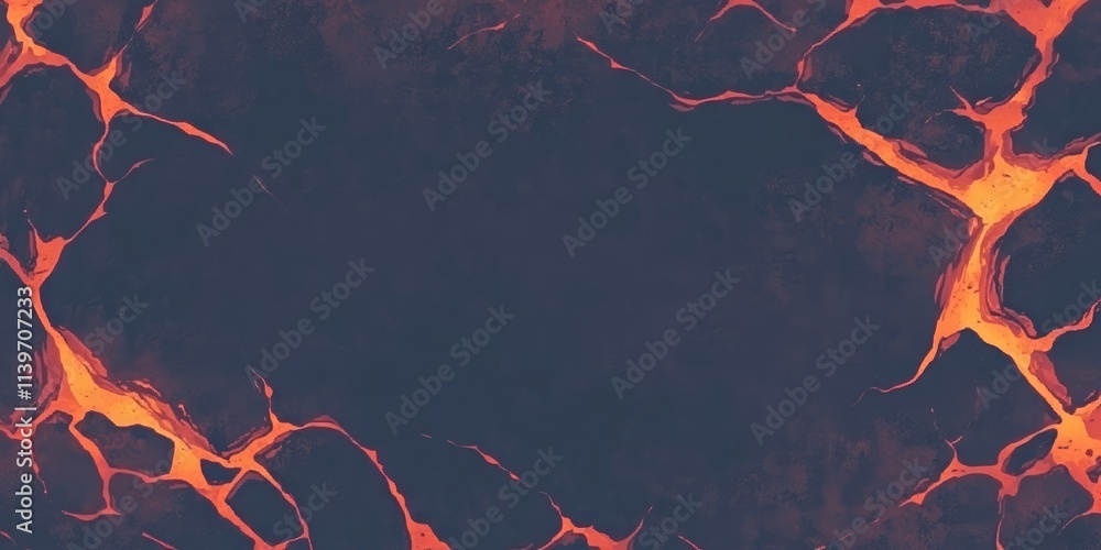 Poster Vibrant lava rocks create a striking border around a deep contrast empty space in this artistic banner setup