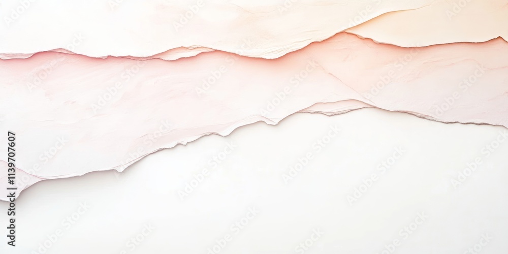 Poster Beautiful overhead view of delicate layers of textured paper with soft colors and empty space for creative designs
