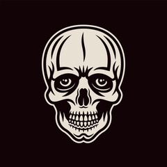 Skull vector illustration in colorful style on dark background