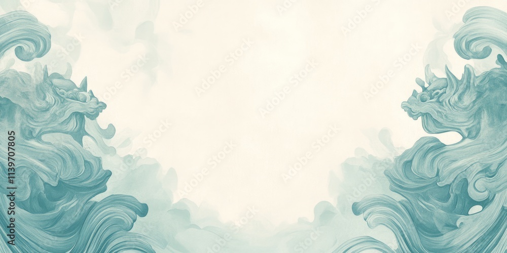 Poster banner featuring jade carvings with contrasting empty space for design or text