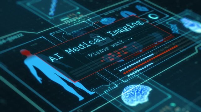 AI in medicine and healthcare, medical diagnosis, artificial intelligence in medical imaging, remote patient monitoring, telehealth, futuristic interface, technology innovation (3d render)