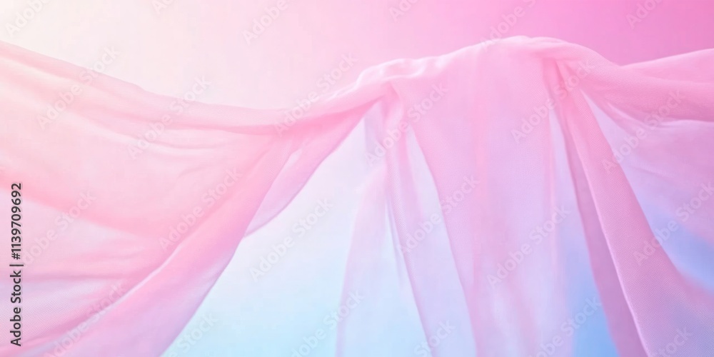 Poster Soft pastel banner with contrast empty space framed by dryer lint offering a calming visual contrast