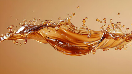 Amber Liquid Splash 3D Illustration