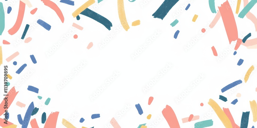 Poster festive banner design with colorful confetti framing a blank space for text or imagery
