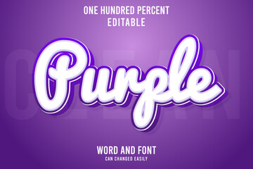 Purple 3D Text Effect Editable Illustrator Vector EPS Design