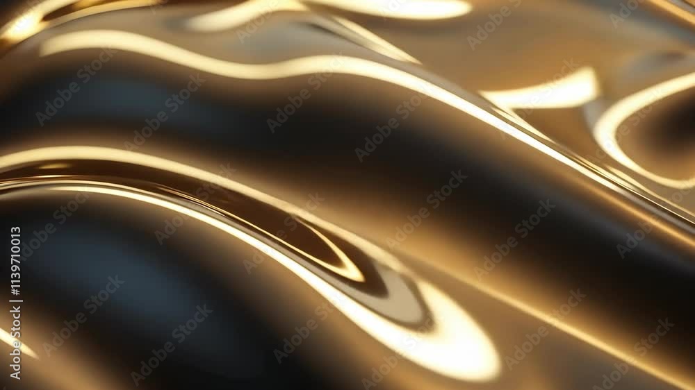 Poster waves of reflective gold material create a stunning visual effect highlighting texture and light pla