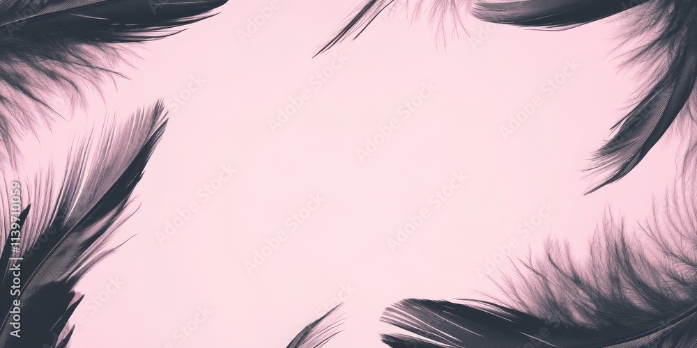 Poster colorful feather boas frame a stylish empty space for creative designs and events